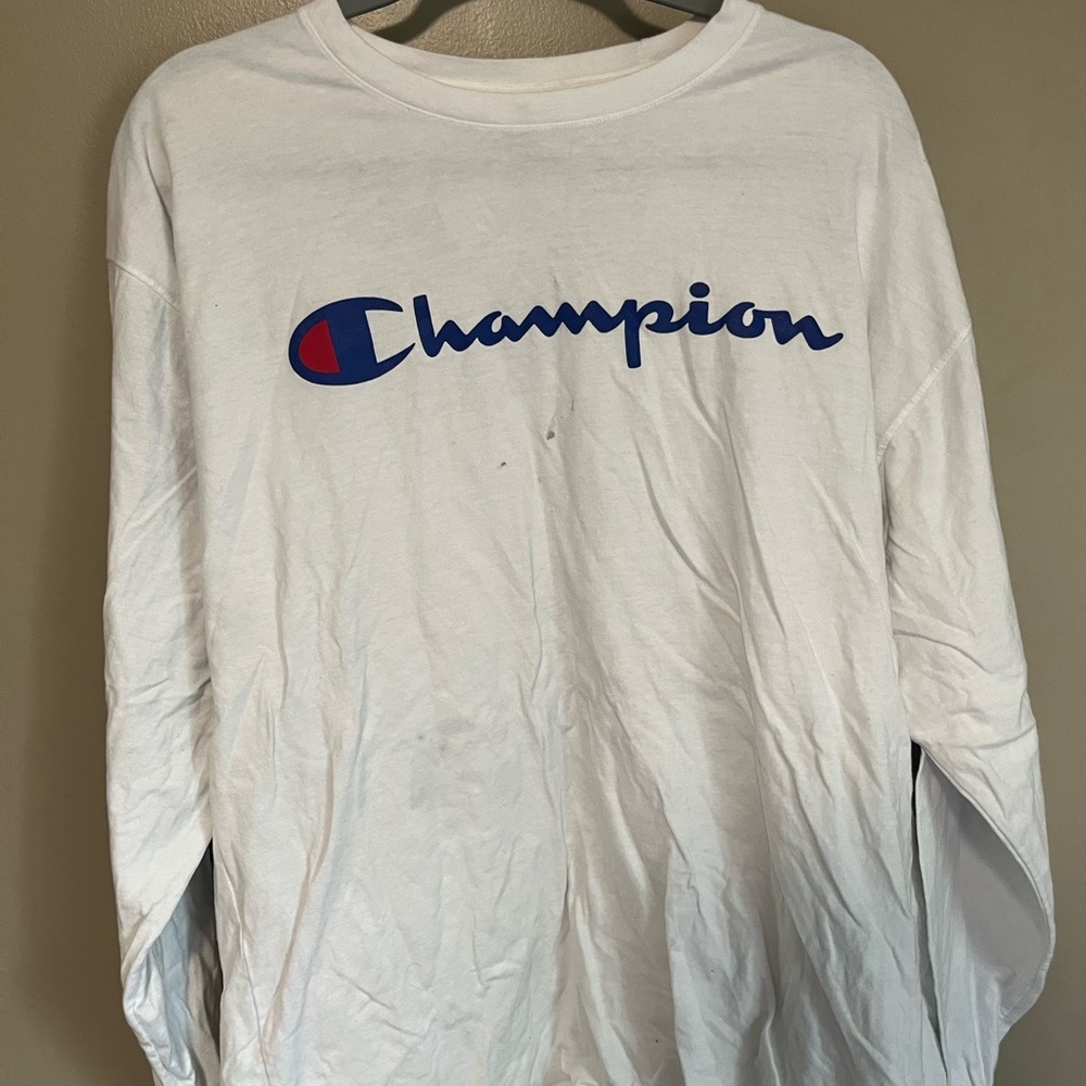 Champion White Athletic Long Sleeve Tee